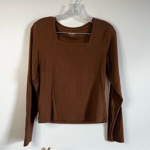 Old Navy Brown Ribbed Square Neck Blouse